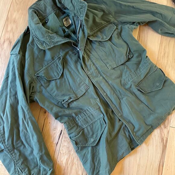 Men's Medium Field Coat Green Olice M-65 Jacket 1960/1970s Vintage Military Army - Picture 4 of 8